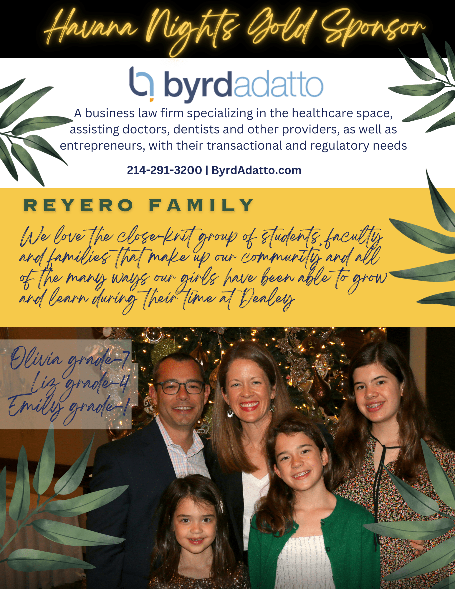 Sponsor - gold - Byrd Adatto - Reyero Family